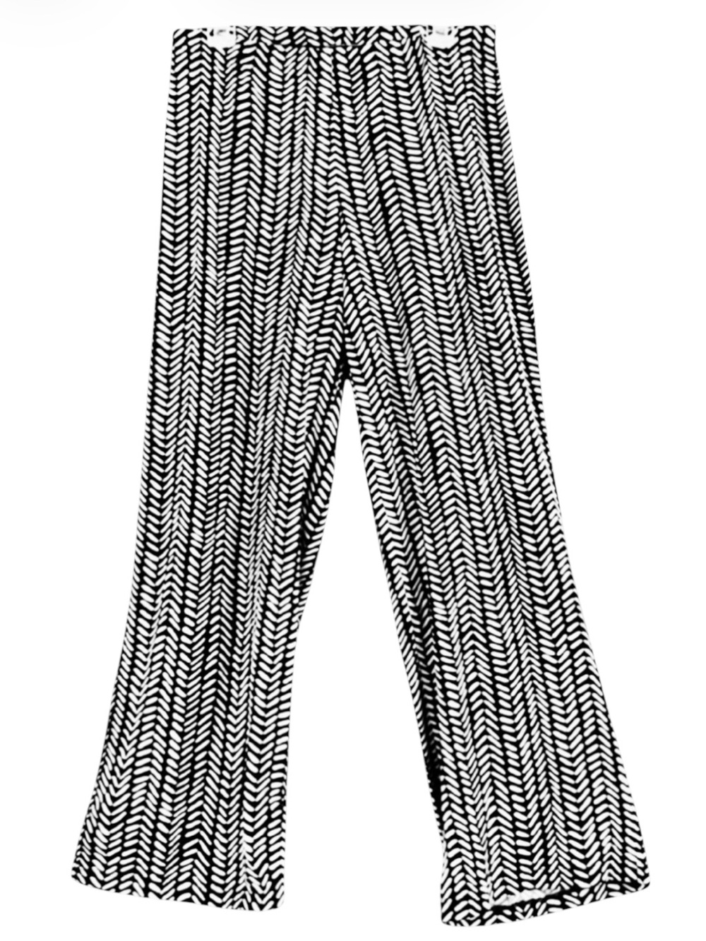 AB Studio Black White Herringbone Geometric Wide Leg Palazzo Pants Medium M